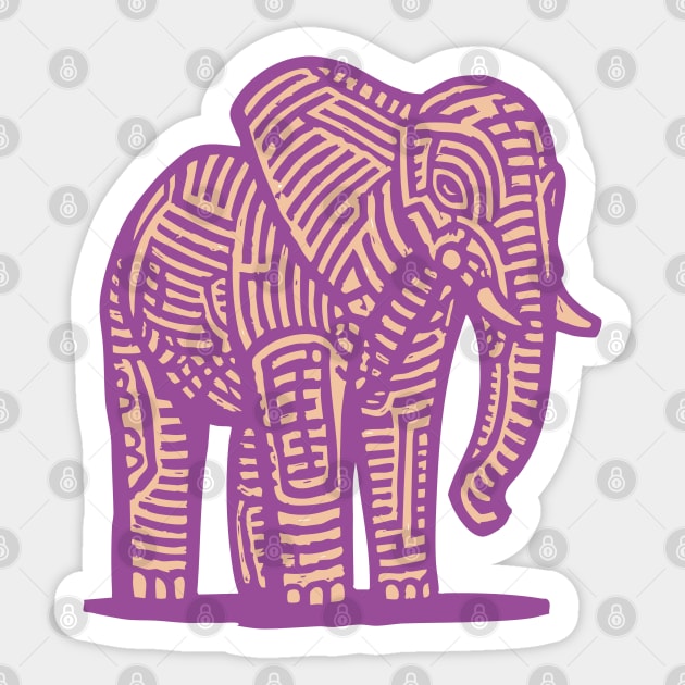 Majestic Purple Elephant | Tribal Pattern Graphic Sticker by TuncGK